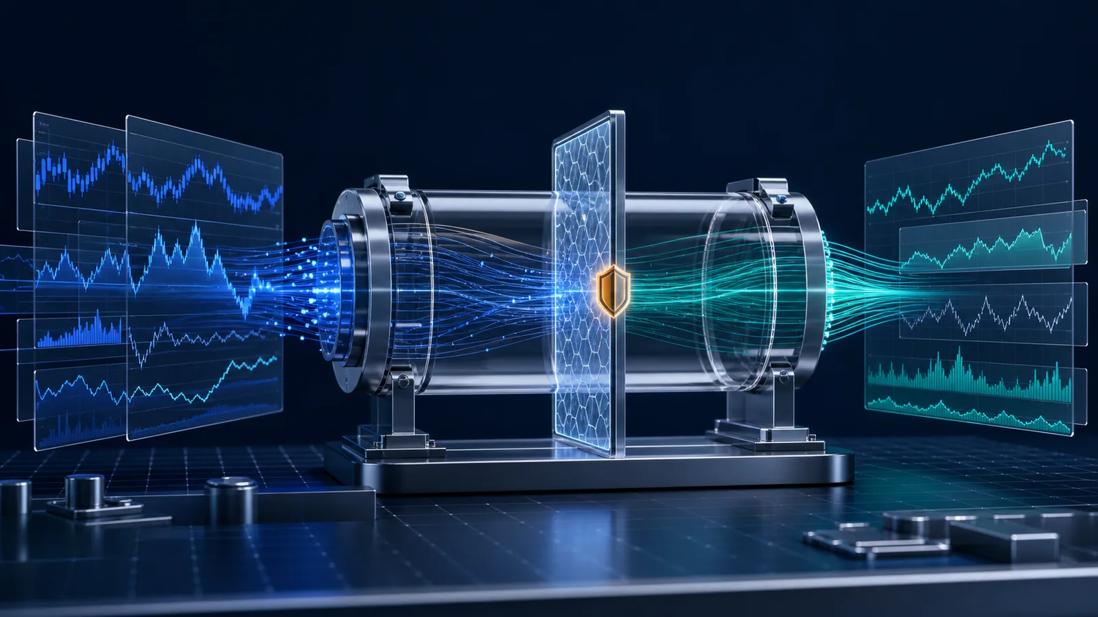 Historical data passing through a separated testing chamber that blocks future-data leakage