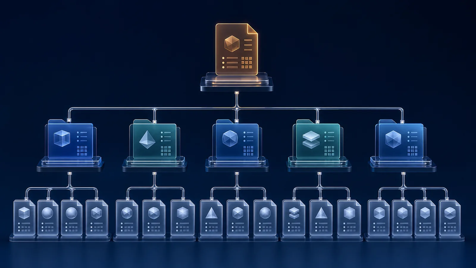 A hierarchical chart of accounts branching into organized record categories