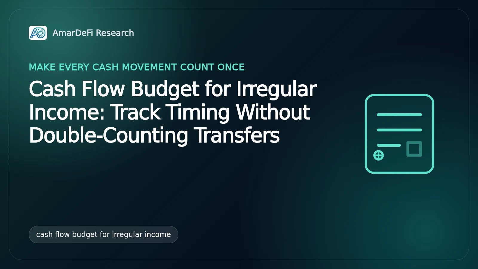 Conceptual illustration of several financial accounts feeding a weekly cash-flow timeline, with internal transfers paired once and balances reconciled